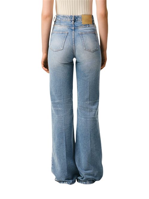 Jeans a zampa in cotone blu AMI PARIS | FTR420DE0046480